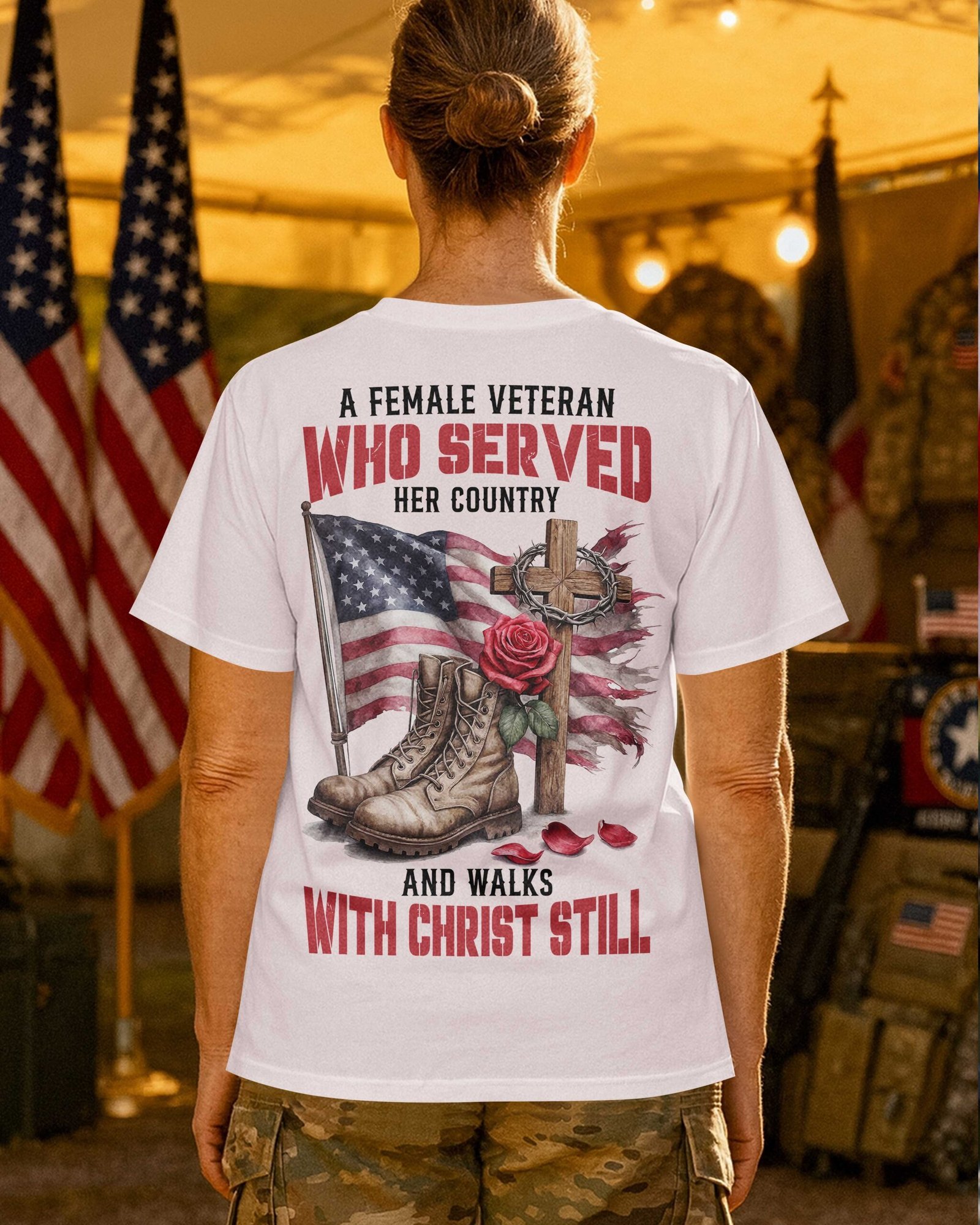 A Female Veteran Who Served Her Country T-Shirt - Image 3