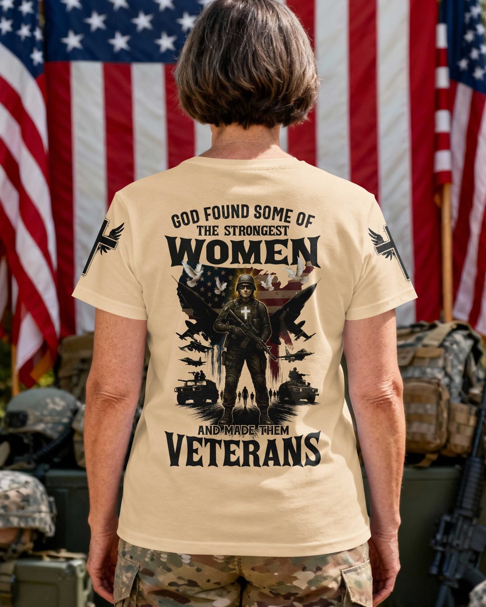 God Found Some Of The Strongest Women And Made Them Veterans T-Shirt - Image 6