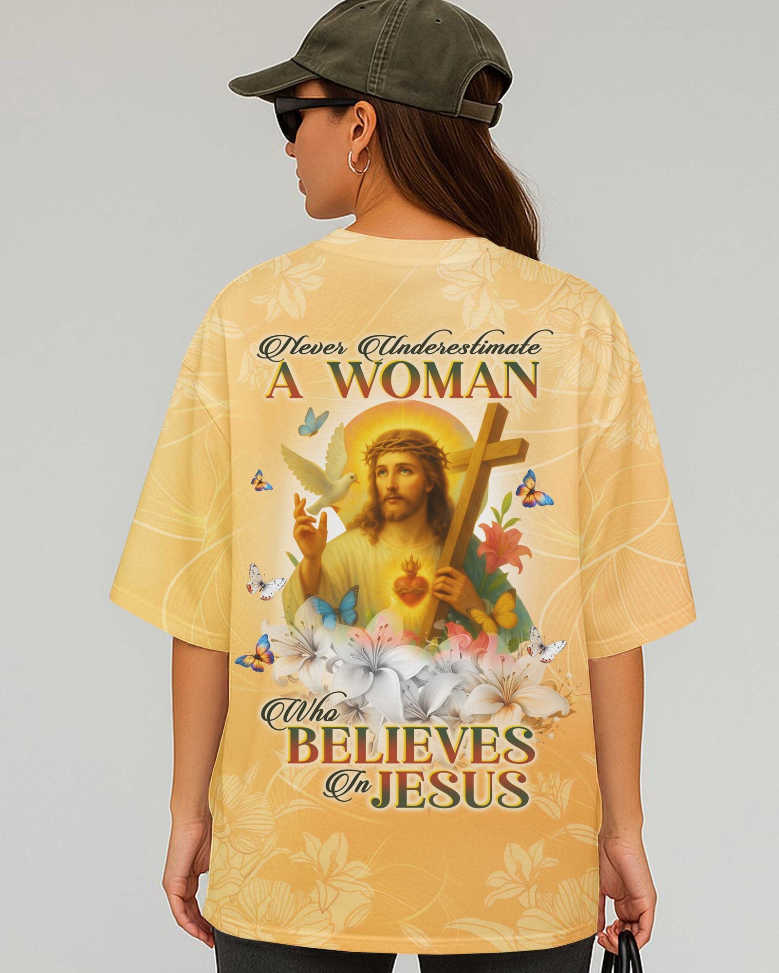Never Underestimate A Woman Who Believes In Jesus All Over Print T-Shirt - Image 3